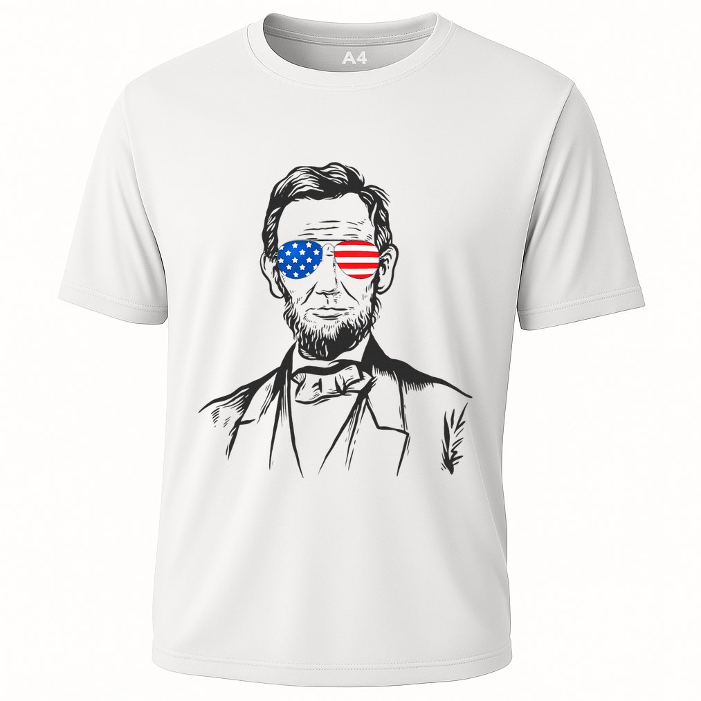 President Abraham Lincoln Portrait Usa America Sunglasses Cooling Performance Crew T-Shirt
