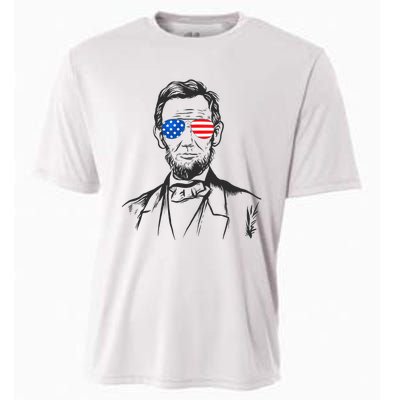 President Abraham Lincoln Portrait Usa America Sunglasses Cooling Performance Crew T-Shirt