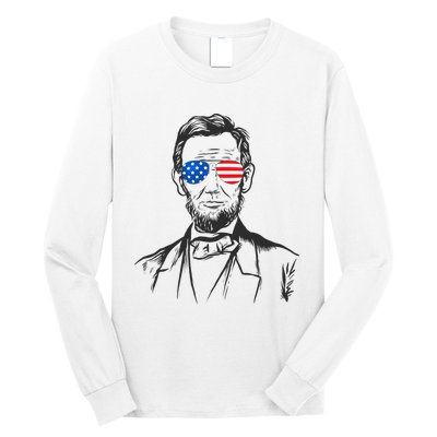 President Abraham Lincoln Portrait Usa America Sunglasses Long Sleeve Shirt