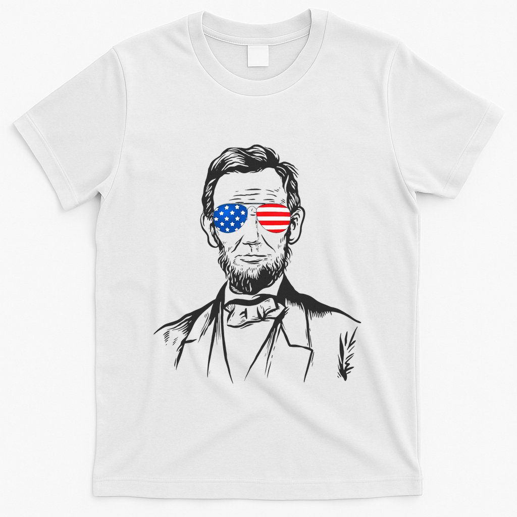 President Abraham Lincoln Portrait Usa America Sunglasses T-Shirt