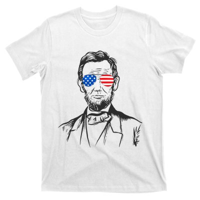 President Abraham Lincoln Portrait Usa America Sunglasses T-Shirt