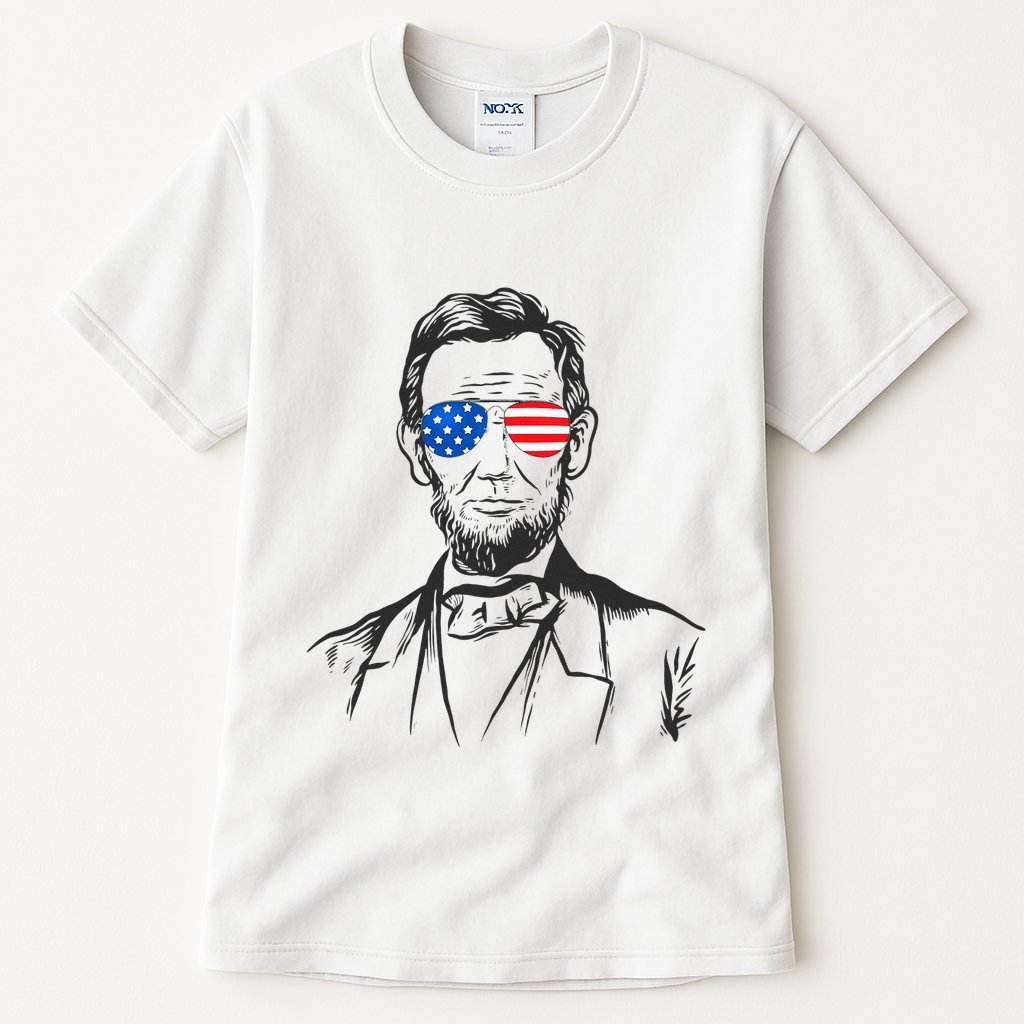 President Abraham Lincoln Portrait Usa America Sunglasses Tall T-Shirt