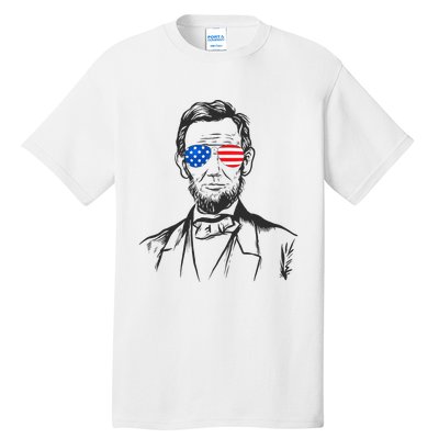 President Abraham Lincoln Portrait Usa America Sunglasses Tall T-Shirt