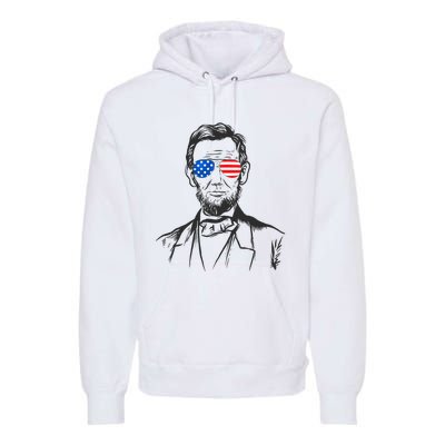 President Abraham Lincoln Portrait Usa America Sunglasses Premium Hoodie