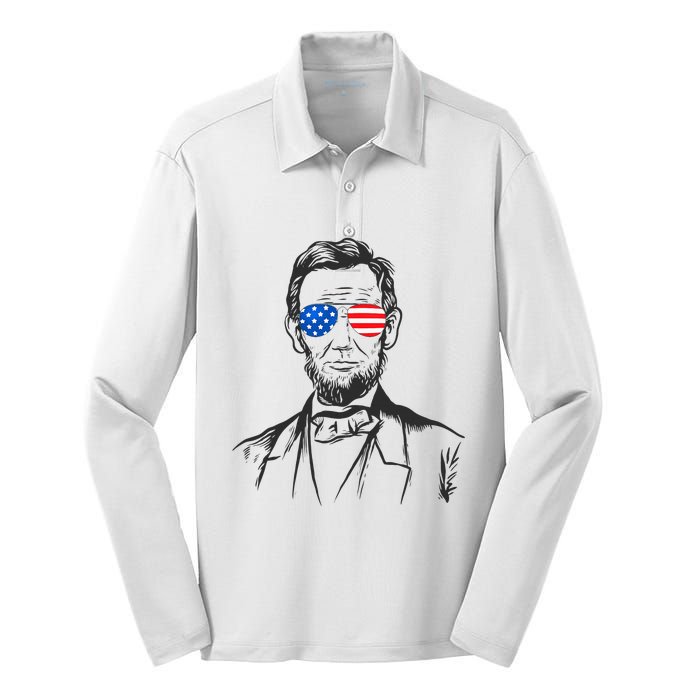 President Abraham Lincoln Portrait Usa America Sunglasses Silk Touch Performance Long Sleeve Polo