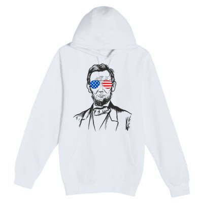 President Abraham Lincoln Portrait Usa America Sunglasses Premium Pullover Hoodie