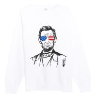 President Abraham Lincoln Portrait Usa America Sunglasses Premium Crewneck Sweatshirt