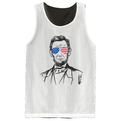 President Abraham Lincoln Portrait Usa America Sunglasses Mesh Reversible Basketball Jersey Tank