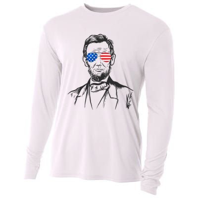 President Abraham Lincoln Portrait Usa America Sunglasses Cooling Performance Long Sleeve Crew