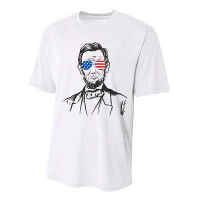 President Abraham Lincoln Portrait Usa America Sunglasses Performance Sprint T-Shirt