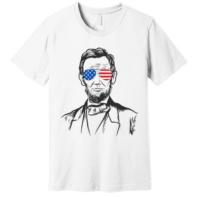 President Abraham Lincoln Portrait Usa America Sunglasses Premium T-Shirt