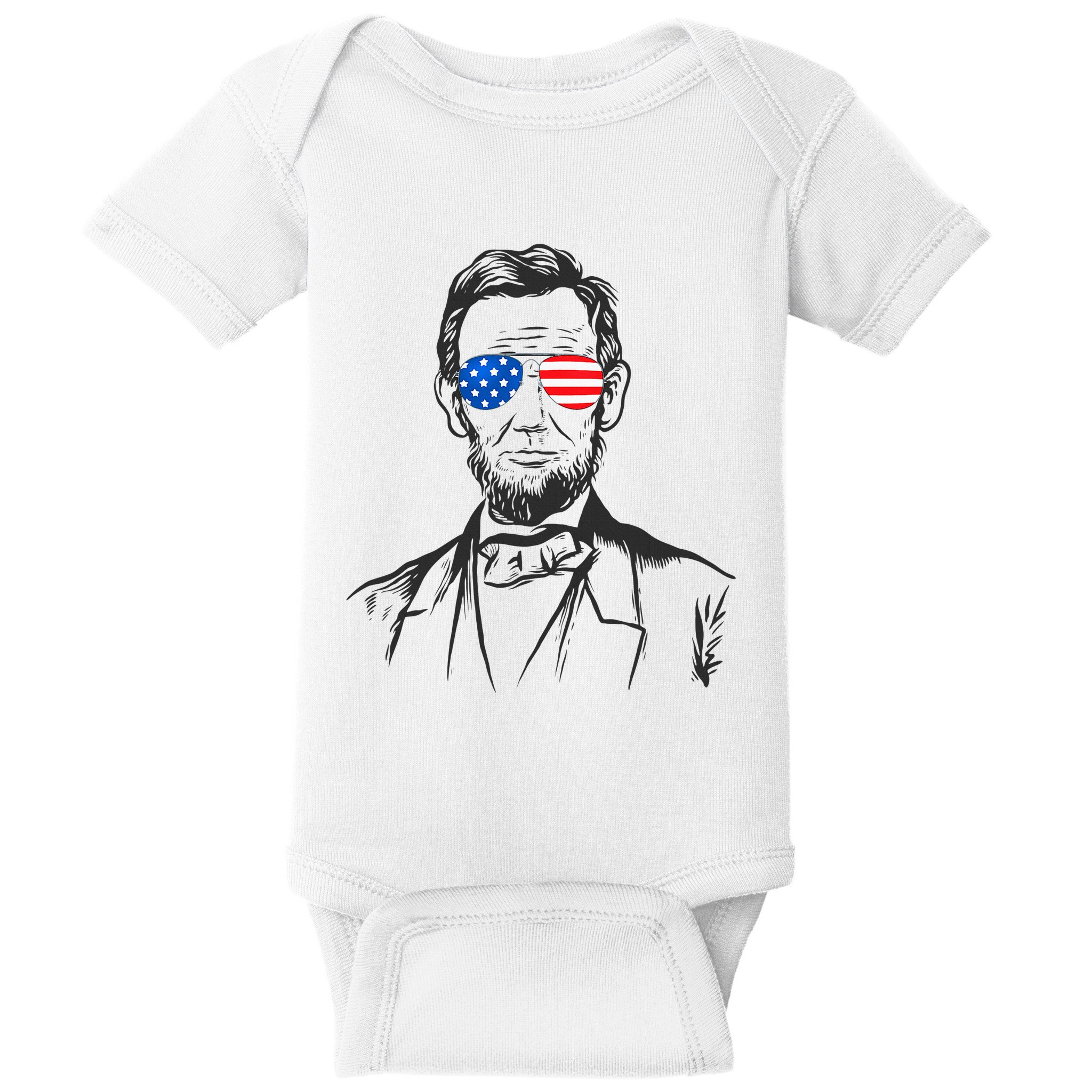 President Abraham Lincoln Portrait Usa America Sunglasses Baby Bodysuit