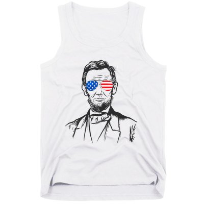 President Abraham Lincoln Portrait Usa America Sunglasses Tank Top