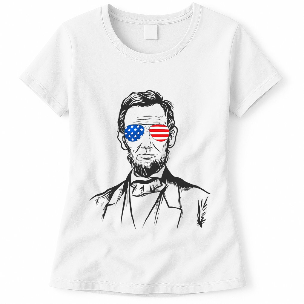 President Abraham Lincoln Portrait Usa America Sunglasses Womens T-Shirt