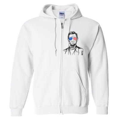 President Abraham Lincoln Portrait Usa America Sunglasses Full Zip Hoodie