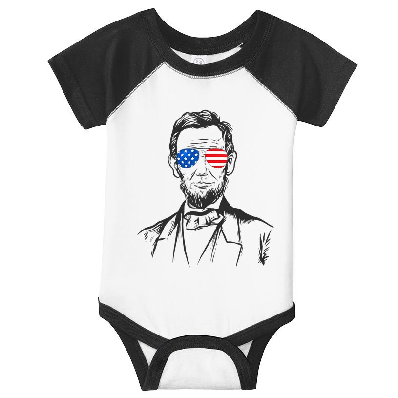 President Abraham Lincoln Portrait Usa America Sunglasses Infant Baby Jersey Bodysuit