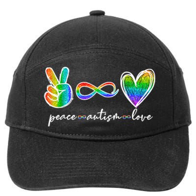 Peace Autism Love Infinity Symbol Autism Awareness 7-Panel Snapback Hat