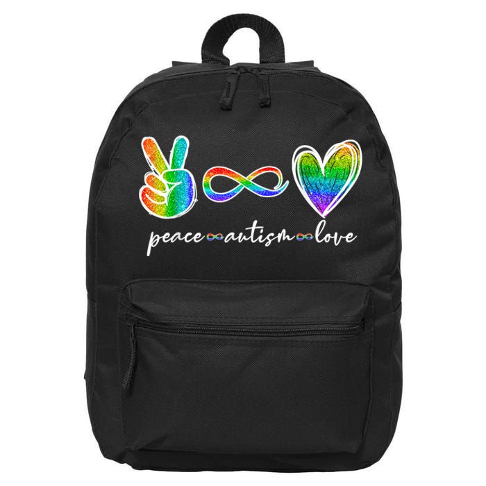 Peace Autism Love Infinity Symbol Autism Awareness 16 in Basic Backpack