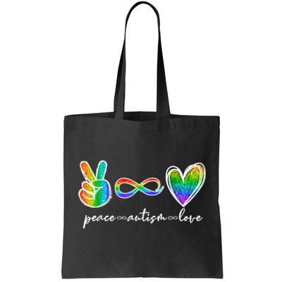 Peace Autism Love Infinity Symbol Autism Awareness Tote Bag