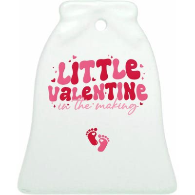 Pregnancy Announcement Little Valentine In The Making Ceramic Bell Ornament