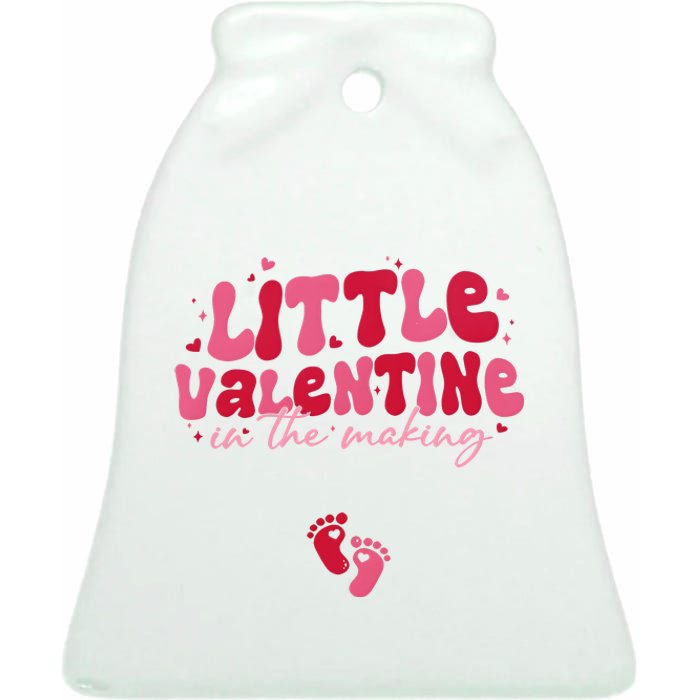 Pregnancy Announcement Little Valentine In The Making Ceramic Bell Ornament