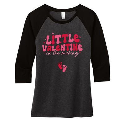 Pregnancy Announcement Little Valentine In The Making Women's Tri-Blend 3/4-Sleeve Raglan Shirt