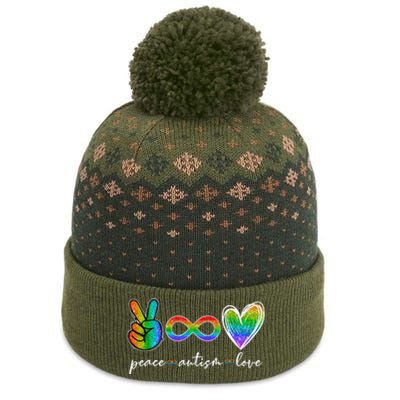 Peace Autism Love Infinity Symbol Autism Awareness The Baniff Cuffed Pom Beanie