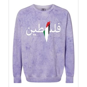 Palestine Arabic Map Flag Colors Colorblast Crewneck Sweatshirt