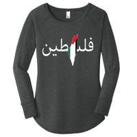 Palestine Arabic Map Flag Colors Women's Perfect Tri Tunic Long Sleeve Shirt