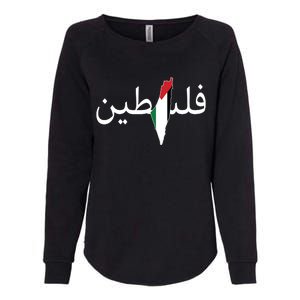 Palestine Arabic Map Flag Colors Womens California Wash Sweatshirt