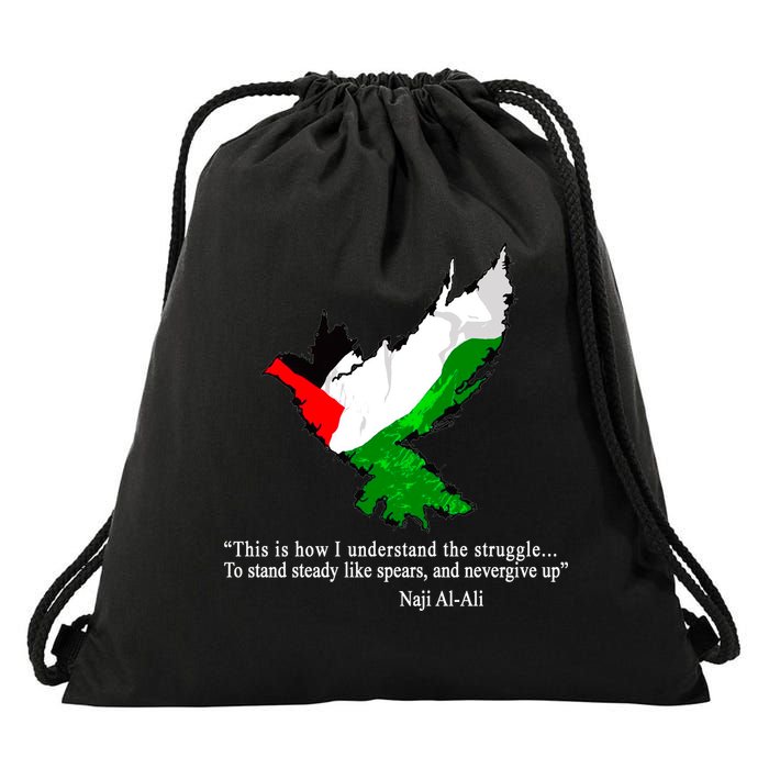Palestine Flag Eagle Dove Naji Al-Ali Drawstring Bag