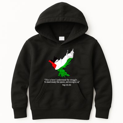 Palestine Flag Eagle Dove Naji Al-Ali Kids Hoodie