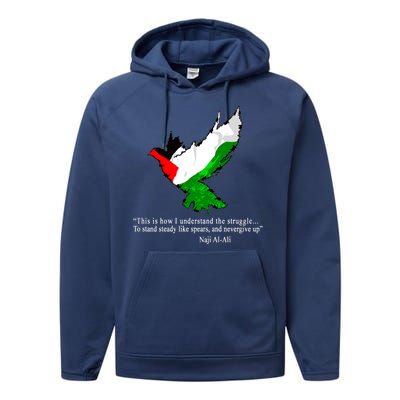 Palestine Flag Eagle Dove Naji Al-Ali Performance Fleece Hoodie