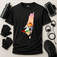 Palestine Map Flag Jerusalem's City Support Gaza Cooling Performance Crew T-Shirt