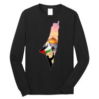 Palestine Map Flag Jerusalem's City Support Gaza Long Sleeve Shirt