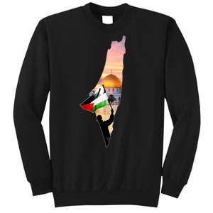 Palestine Map Flag Jerusalem's City Support Gaza Sweatshirt