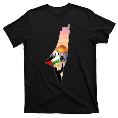 Palestine Map Flag Jerusalem's City Support Gaza T-Shirt