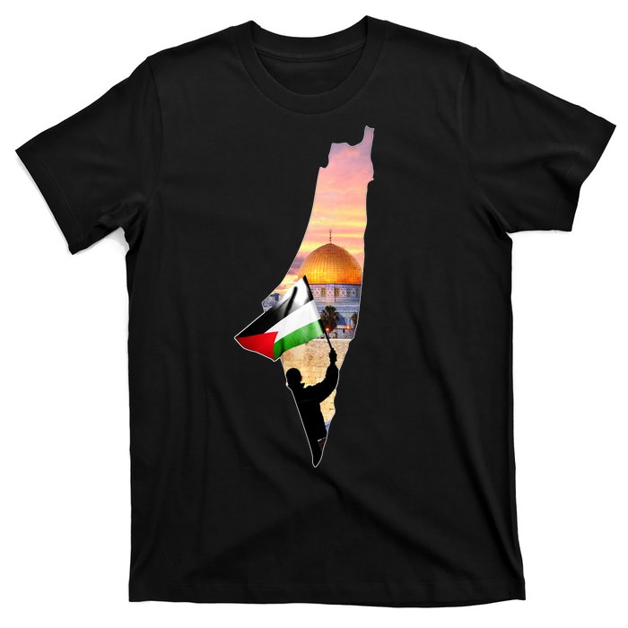 Palestine Map Flag Jerusalem's City Support Gaza T-Shirt