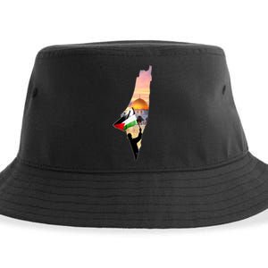 Palestine Map Flag Jerusalem's City Support Gaza Sustainable Bucket Hat