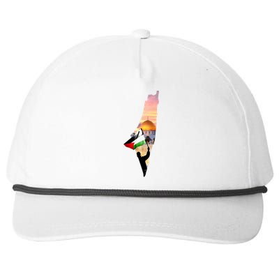 Palestine Map Flag Jerusalem's City Support Gaza Snapback Five-Panel Rope Hat