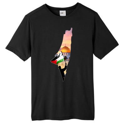 Palestine Map Flag Jerusalem's City Support Gaza Tall Fusion ChromaSoft Performance T-Shirt