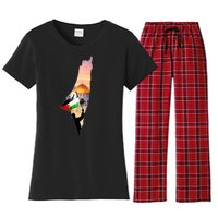 Palestine Map Flag Jerusalem's City Support Gaza Women's Flannel Pajama Set