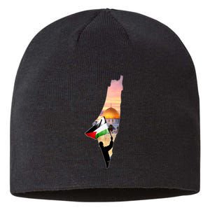 Palestine Map Flag Jerusalem's City Support Gaza Sustainable Beanie