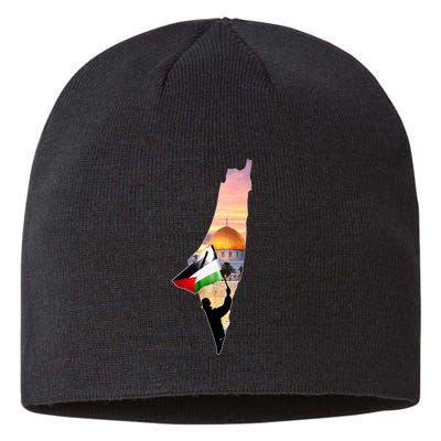 Palestine Map Flag Jerusalem's City Support Gaza Sustainable Beanie