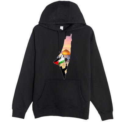 Palestine Map Flag Jerusalem's City Support Gaza Premium Pullover Hoodie