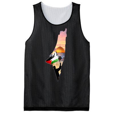 Palestine Map Flag Jerusalem's City Support Gaza Mesh Reversible Basketball Jersey Tank