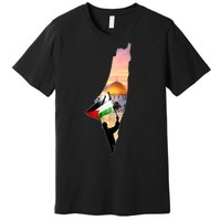 Palestine Map Flag Jerusalem's City Support Gaza Premium T-Shirt