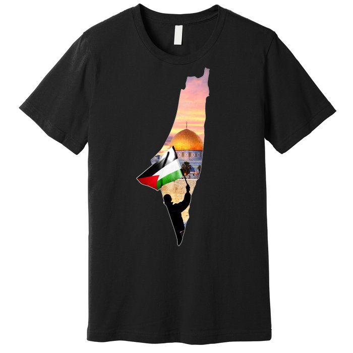 Palestine Map Flag Jerusalem's City Support Gaza Premium T-Shirt