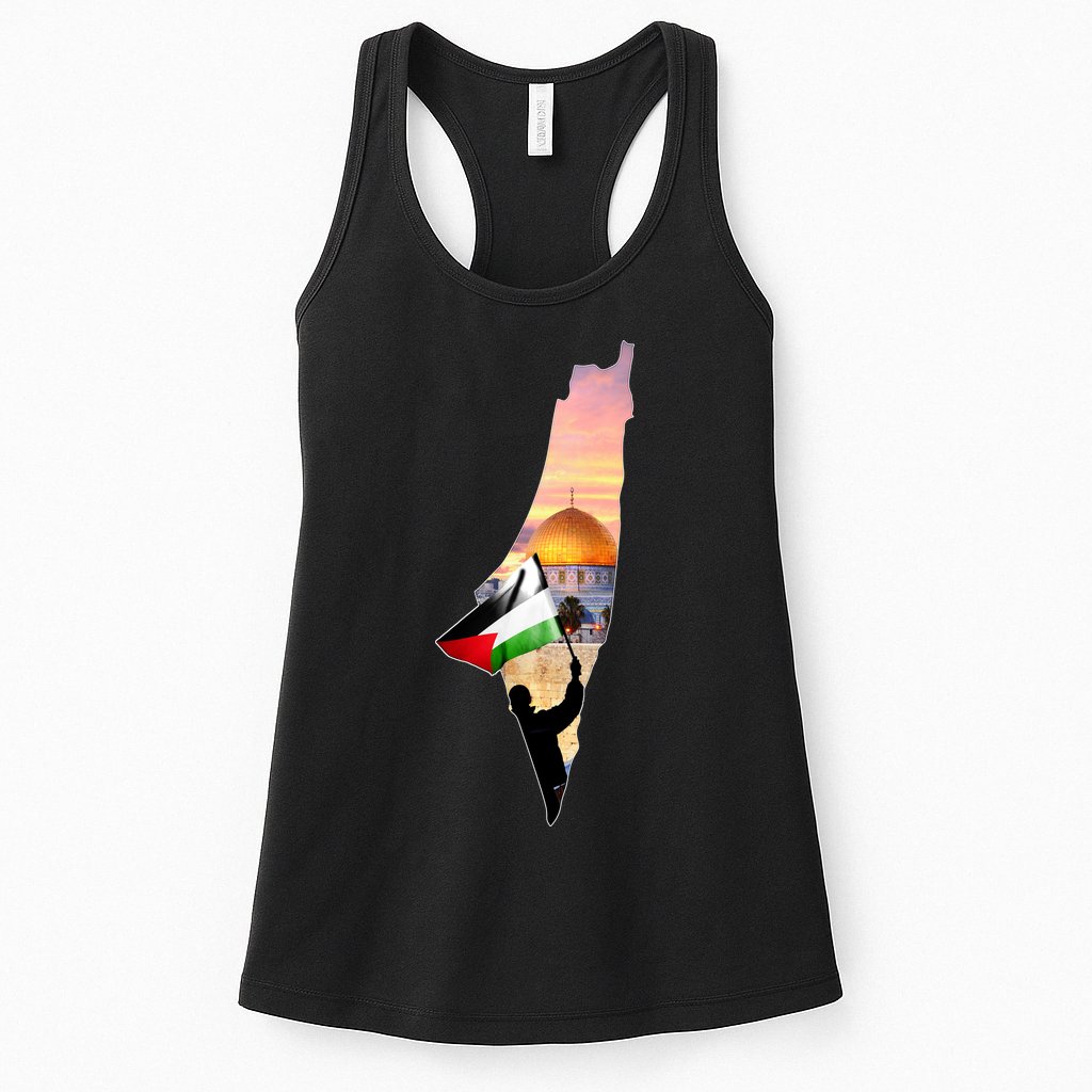 Palestine Map Flag Jerusalem's City Support Gaza Womens Tank Top