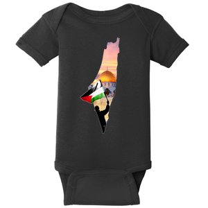 Palestine Map Flag Jerusalem's City Support Gaza Baby Bodysuit